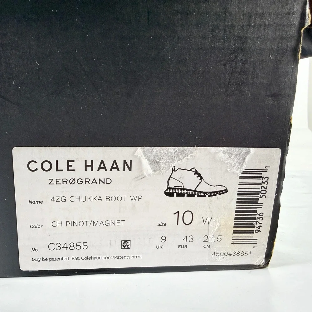Cole Haan 4.ZERØGRAND Waterproof Chukka Boot Men's 10 W Pinot Magnet C34855